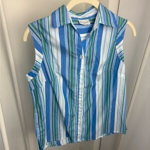 Striped Sleeveless Button-Up Shirt